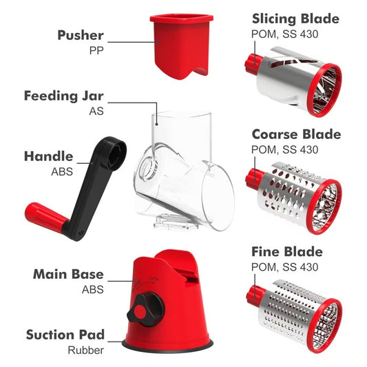 3-in-1 Roller Vegetable Cutter | Manual Slicer, Shredder & Grater