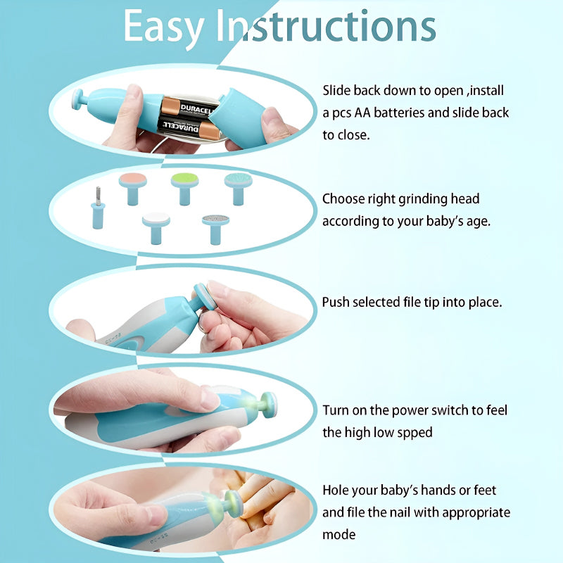 6-in-1 Electric Baby Nail Trimmer | Safe & Efficient Grooming Tool