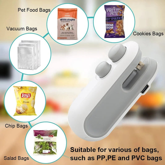 Rechargeable Mini Bag Sealer | Portable Food Storage Cutter