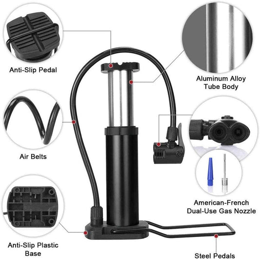High-Pressure Foot Pump | Manual Air Compressor with Gauge